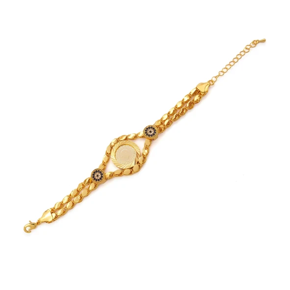 Altın Kaplama İmitasyon Nazar Boncuklu Çeyrek Altınlı Bileklik BLK-1223 ürün görseli