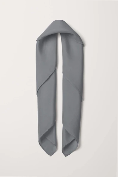 Şifon Gri Bandana - Resim 4