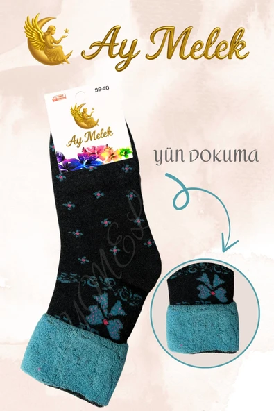 Kadın Çorap (4 Çift) Doğal Kıvrık Termal Etkili Desenli Bot Çorabı - Resim 3