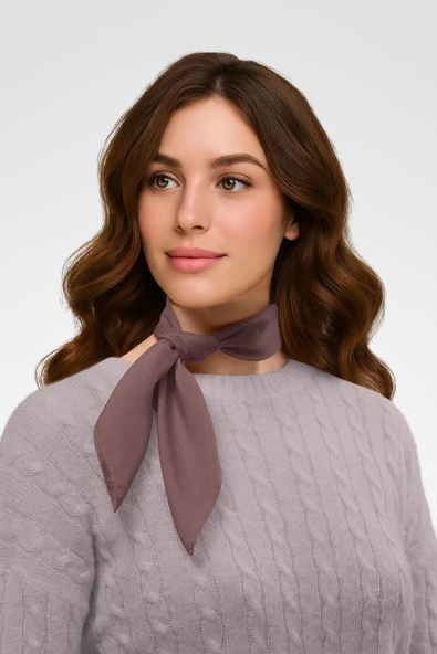 Şifon Gül Kurusu Bandana - Resim 2