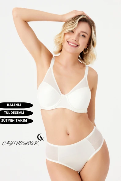 Sütyen Takım Askılarında Tül Detaylı Balenli C-Cap - Resim 7