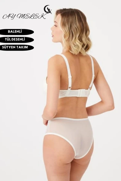 Sütyen Takım Askılarında Tül Detaylı Balenli C-Cap - Resim 3