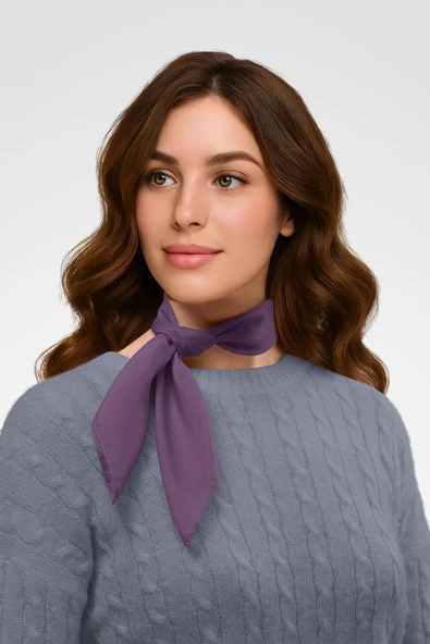 Şifon Leylak Bandana - Resim 2