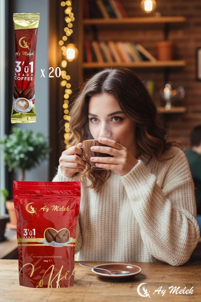 3`ü Bir Arada Tek Kullanımlık 300gr. Katkısız Doğal Çözünebilir Hazır Kahve - Resim 3