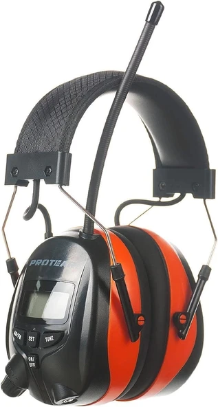PROTEAR Dijital AM FM Radyo Kulaklıklar, 25dB Kulak Koruma - Turuncu - Resim 3