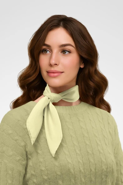Şifon Limon Sarısı Bandana - Resim 2