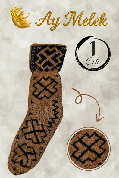 Kadın Yün Çorap (3 Çift) Doğal Lambswool Yünlü Özbek - Türkmen Yün Çorap - Resim 11