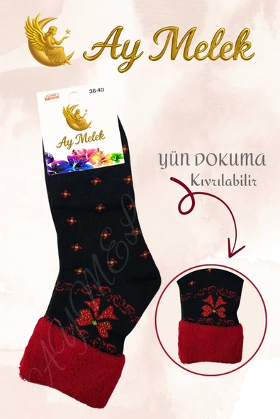 Kadın Çorap (4 Çift) Doğal Kıvrık Termal Etkili Desenli Bot Çorabı - Resim 5