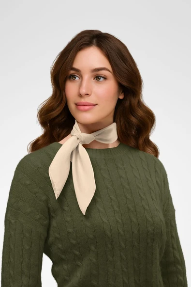 Şifon Krem Bandana - Resim 3