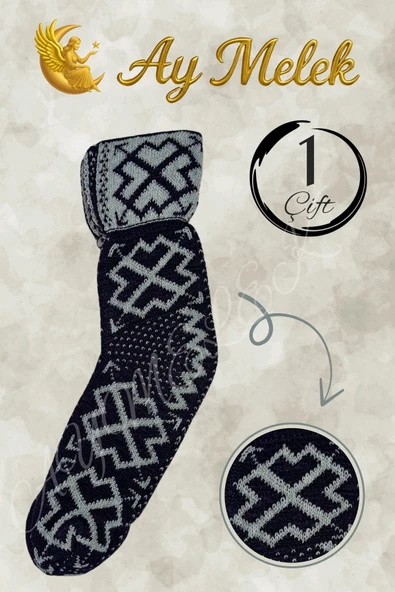 Kadın Yün Çorap (3 Çift) Doğal Lambswool Yünlü Özbek - Türkmen Yün Çorap - Resim 10
