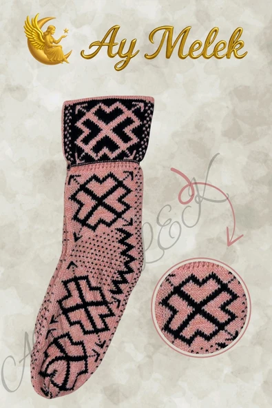 Kadın Yün Çorap (3 Çift) Doğal Lambswool Yünlü Özbek - Türkmen Yün Çorap - Resim 2