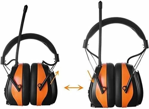 PROTEAR Bluetooth AM FM Radyo Kulaklıklar, 25dB Kulak Koruma - Turuncu - Resim 4