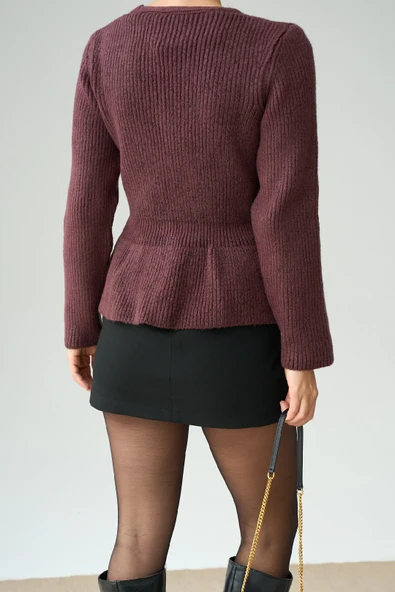 Örgü Peplum Hırka Altın Düğme Detayı - Resim 3