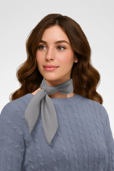 Şifon Gri Bandana - Resim 2