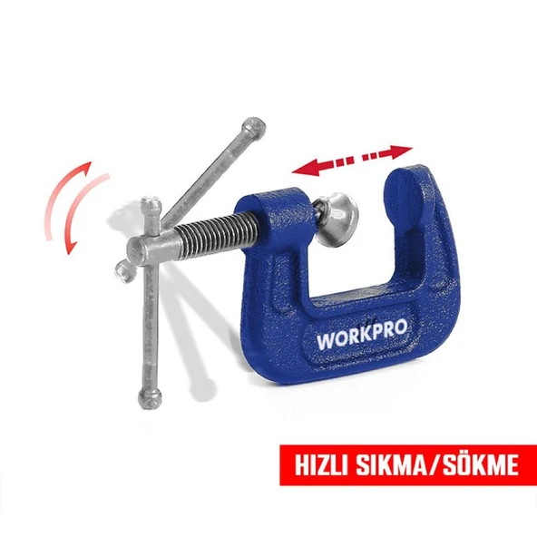 WORKPRO WP232016 25mm G Tipi İşkence - Resim 2