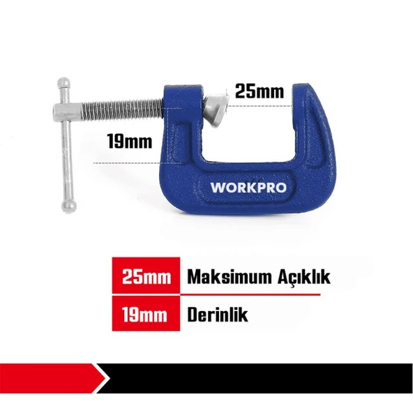 WORKPRO WP232016 25mm G Tipi İşkence ürün görseli