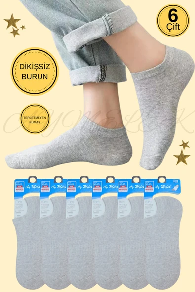 Erkek Kısa Çorap 6 Çift Pamuklu Penye Likralı Sneakers Görünmez Çorap - Resim 3