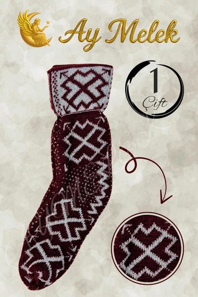 Kadın Yün Çorap (3 Çift) Doğal Lambswool Yünlü Özbek - Türkmen Yün Çorap - Resim 8