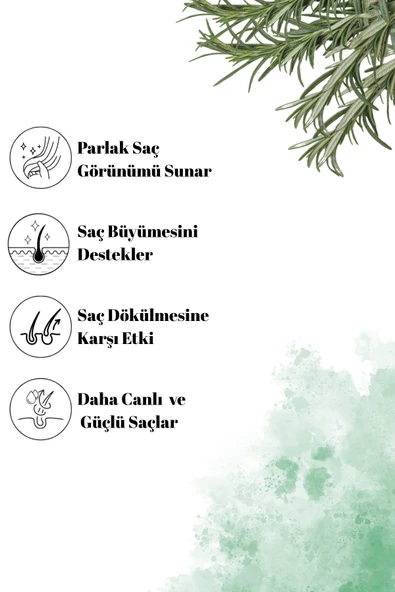 Biberiye Suyu Dökülme Karşıtı ve Saç Uzamasını Destekleyici %100 Doğal Saç Toniği - Resim 3