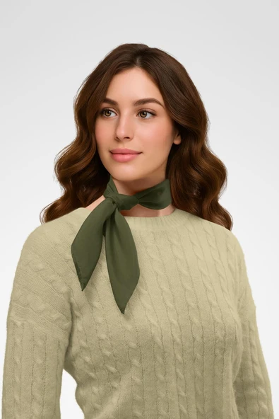 Şifon Haki Bandana - Resim 5