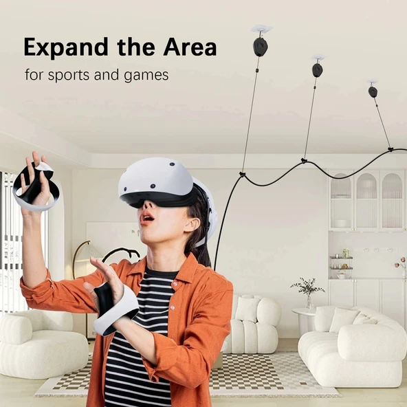 AMVR VR Kablo Yönetim Sistemi, 6 Paket Tavan Makarası Sistemi - Siyah - Resim 3