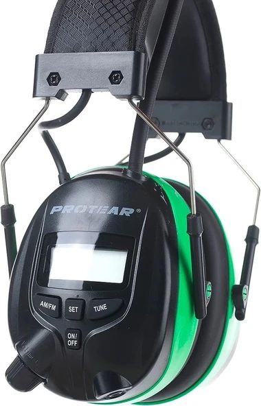 PROTEAR Dijital AM FM Radyo Kulaklıklar, 25dB Kulak Koruma - Yeşil - Resim 4