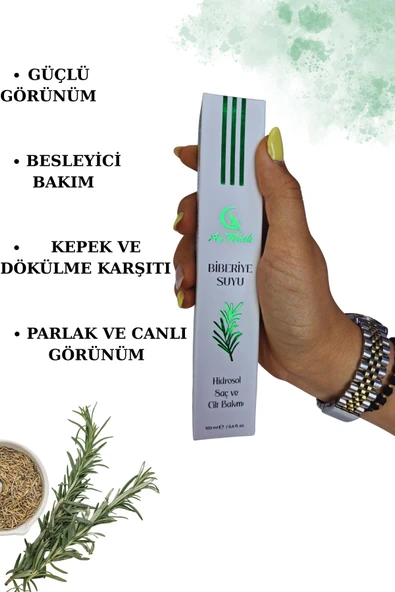 Biberiye Suyu Dökülme Karşıtı ve Saç Uzamasını Destekleyici %100 Doğal Saç Toniği - Resim 4