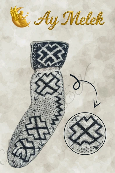 Kadın Yün Çorap (3 Çift) Doğal Lambswool Yünlü Özbek - Türkmen Yün Çorap - Resim 6