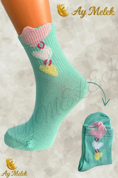 Kadın Çorap (8 Çift) Doğal Pamuklu Desenli Yetişkin Kız Çocuk Çorap - Resim 4