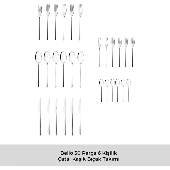 Emsan Bello 30 Parça 6 Kişilik Çatal Kaşık Bıçak Takımı - Resim 6