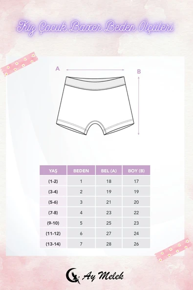 Kız Çocuk (3`lü Paket) Soft Yıkama Pamuklu Renkli Baskılı Boxer - Resim 4