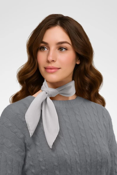 Şifon Gümüş Bandana - Resim 2