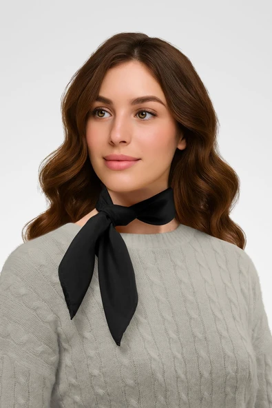 Şifon Siyah Bandana - Resim 2