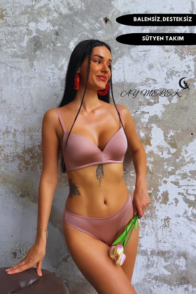 Sütyen Takımı B-Cap Balensiz Desteksiz Özel Tasarım Mikro Kumaş - Resim 3