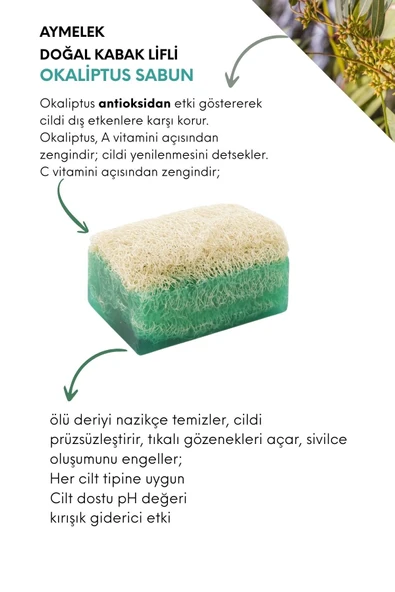 Okaliptüs Özlü Kabak Lifli Doğal Güzellik Sabunu Cilt Kırışıklık Önleyici Etkili - Resim 2