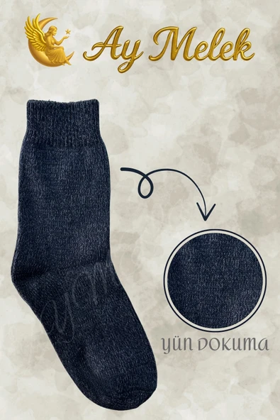 Kadın / Erkek Çorap (8 Çift) Doğal Lambswool Yünlü Ebruli Desenli Yetişkin Yün Çorap - Resim 7