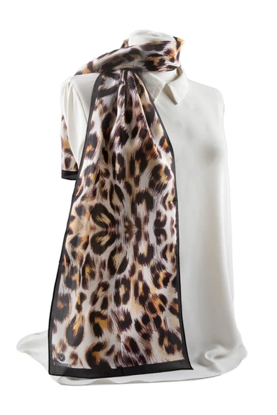 I74 %100 İpek Leopar Desenli Kadın Fular ürün görseli