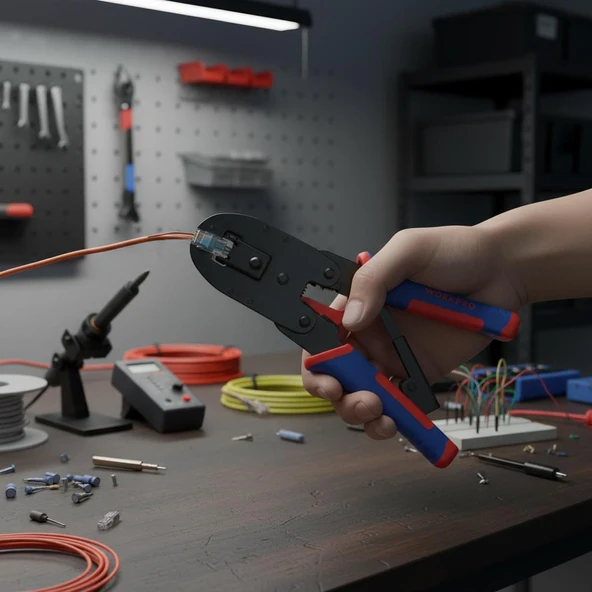 WORKPRO WP292001 RJ45/RJ11/RJ12/RJ22 Profesyonel Konnektör Sıkma Pensesi - Resim 4