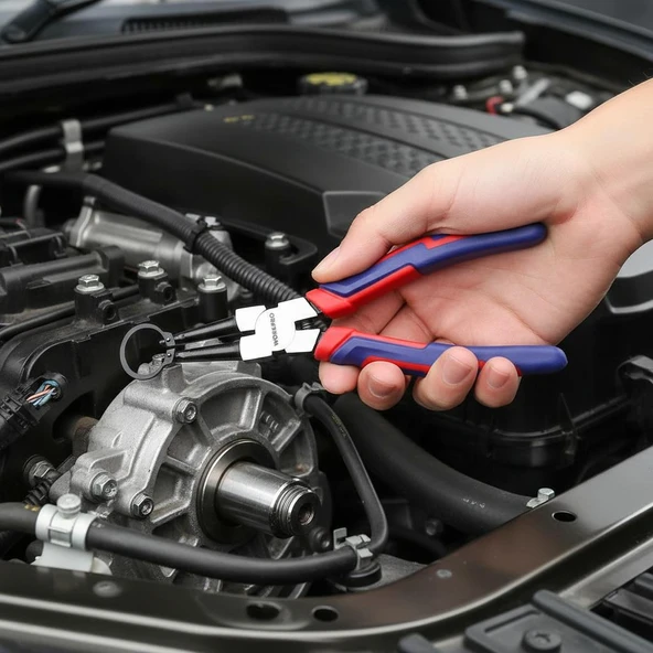 WORKPRO WP231153 180MM Cr-V Eğri Uçlu Yaylı Profesyonel Dış Segman Pensesi - Resim 4