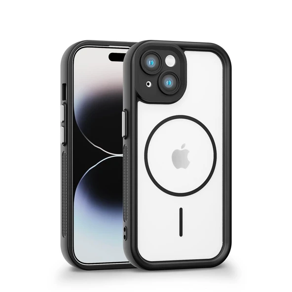 iPhone 13 Uyumlu Kamera Korumalı Magsafe Wireless Şarj Özellikli Mat Silikon Siyah renkli Silikon Telefon Kılıfı ürün görseli