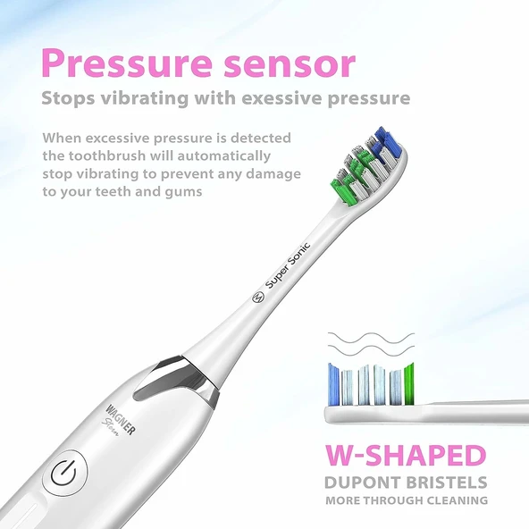 Wagner Stern Basınç Sensörlü Ultrasonik Beyazlatıcı Diş Fırçası - Sakura - Resim 2