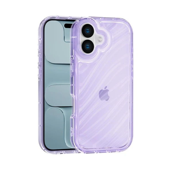 iPhone 16 Uyumlu Telefon Kılıfı Kamera Çıkıntılı Kabartmalı Parlak Desenli Darbe Emici Silikon Kılıf - Resim 6