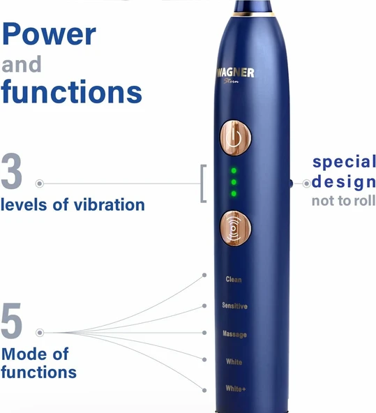 Wagner Stern WHITEN+ Sürümü. Akıllı Elektrikli Diş Fırçası - Kraliyet Mavi - Resim 3