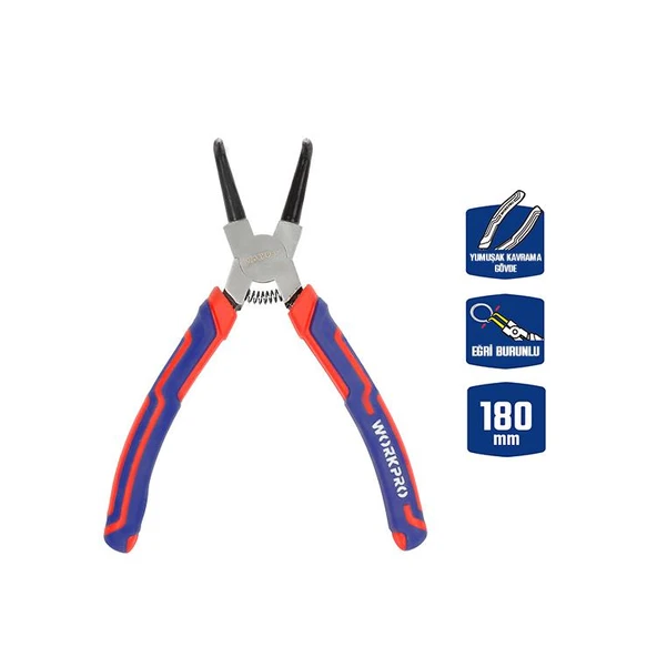 WORKPRO WP231153 180MM Cr-V Eğri Uçlu Yaylı Profesyonel Dış Segman Pensesi ürün görseli