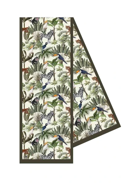 I82 %100 İpek Safari Desenli Kadın Fular - Resim 2