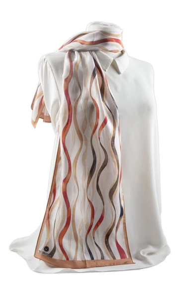 I81 %100 İpek Geometrik Desenli Kadın Fular ürün görseli