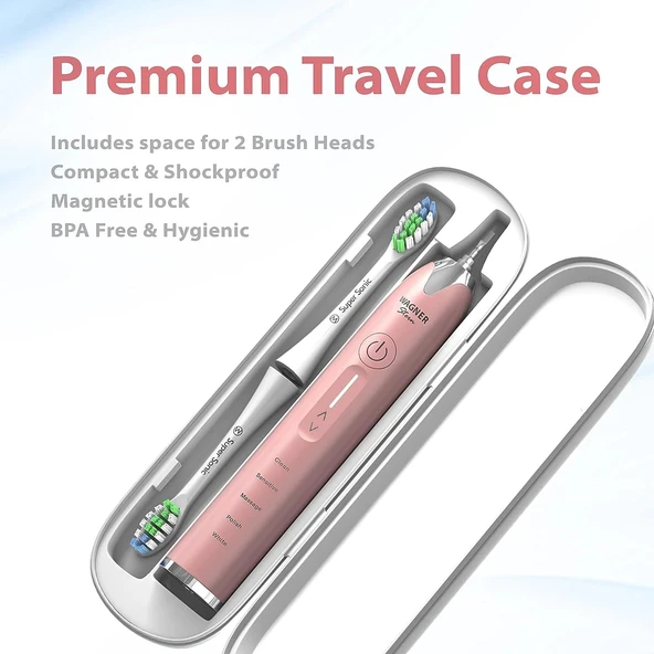 Wagner Stern Basınç Sensörlü Ultrasonik Beyazlatıcı Diş Fırçası - Rose Gold - Resim 4