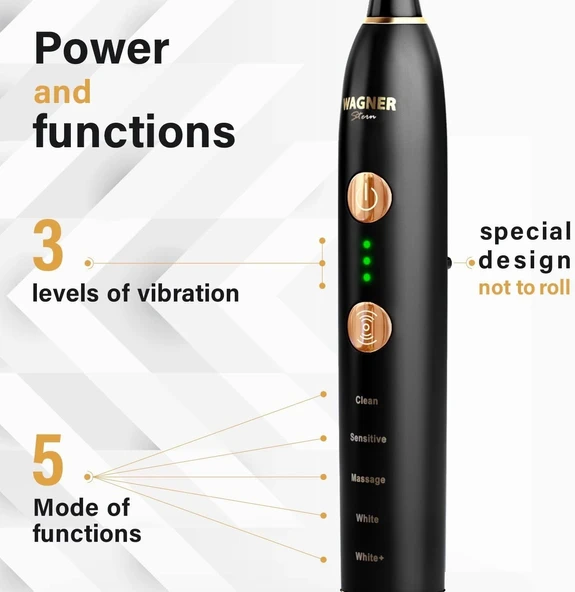 Wagner Stern WHITEN+ Sürümü. Akıllı Elektrikli Diş Fırçası - Siyah - Resim 4