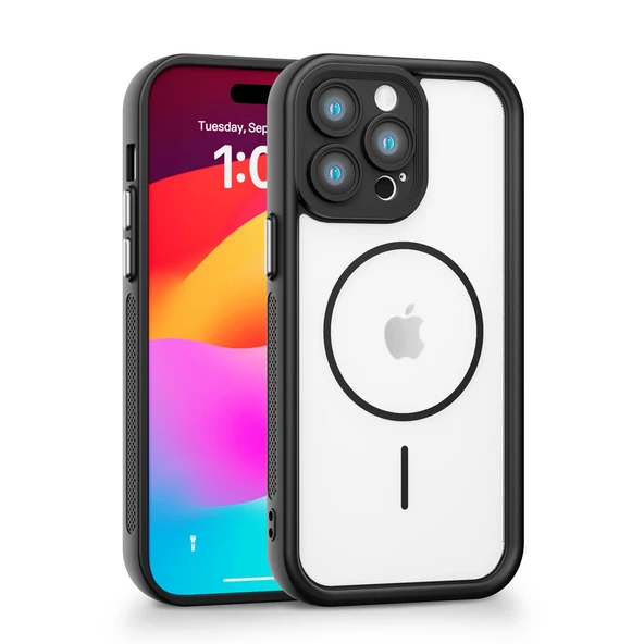 iPhone 14 Pro Max Uyumlu Kamera Korumalı Magsafe Wireless Şarj Özellikli Mat Silikon Siyah renkli Silikon Telefon Kılıfı ürün görseli