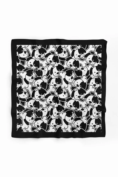 A14 Siyah Beyaz Köpek Bandanası Premium Özel Üretim 55X55 DG2063 - Resim 2